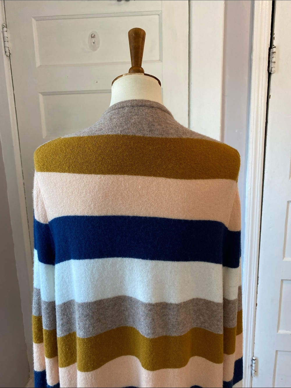 Madewell Kent Bengali IndigoStripe Wool Blend OpenCardigan, Size XL - Picture 10 of 17